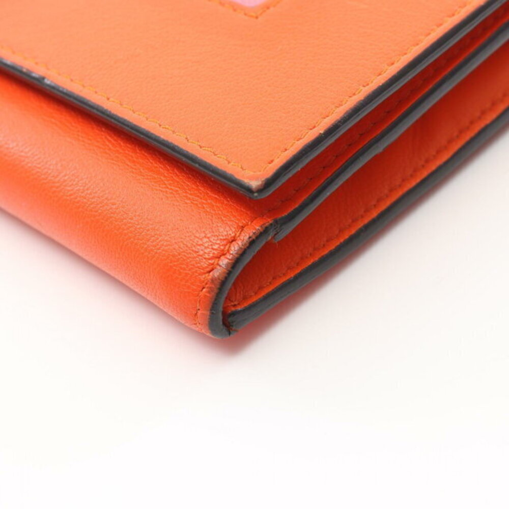 Celine Frame Tri Orange fold Wallet Leather Pink - Picture 8 of 10